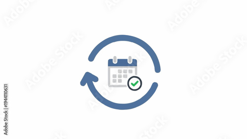 Calendar Icon with Circular Arrows Symbol.