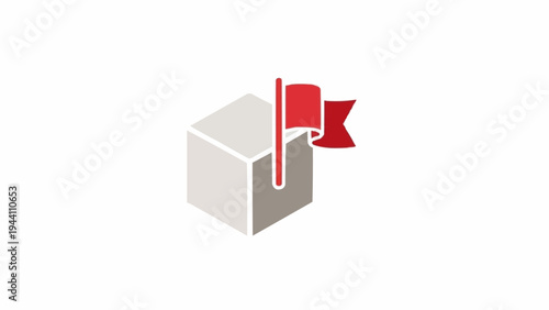 Red flag on a white box.