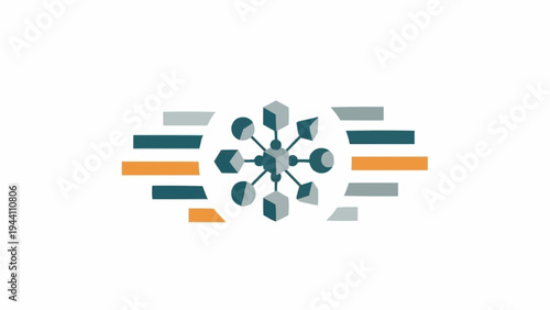 Green and orange abstract design element.