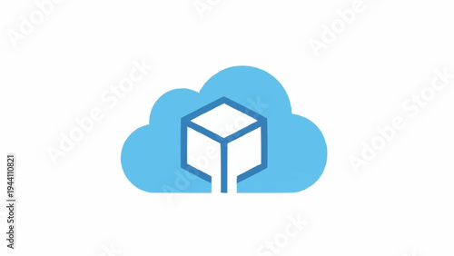Cloud Storage Box Icon Design.