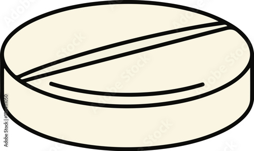 A simple, off-white, oval-shaped capsule with a dividing line on its surface