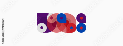 Abstract colorful circles overlap, creating playful composition. Minimalist design, vibrant hues, modern aesthetic. Simple shapes, clean lines.