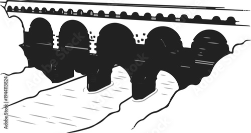 A classic arched bridge with a reflected image spanning a gentle river