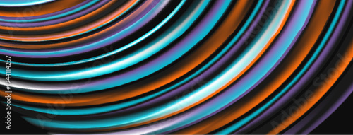 Abstract lines create dynamic, colorful pattern. Curves flow diagonally across dark background. Vivid hues suggest movement, energy.