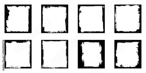 Square black grunge frame collection.