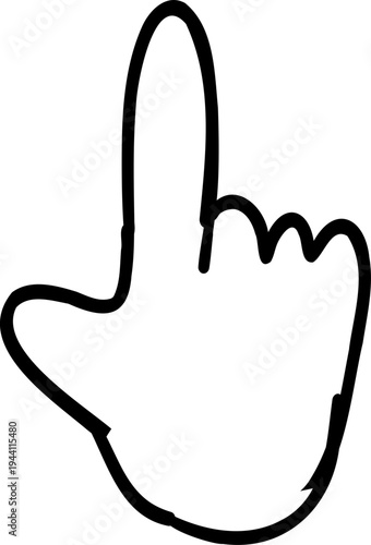 Mouse cursor arrow doodle, hand drawn pointer, click button. Hand drawn finger click. 
