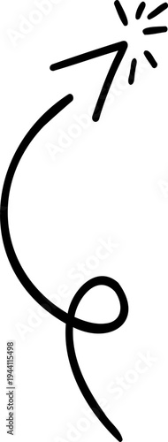 Mouse cursor arrow doodle, hand drawn pointer, click button. Hand drawn finger click. 