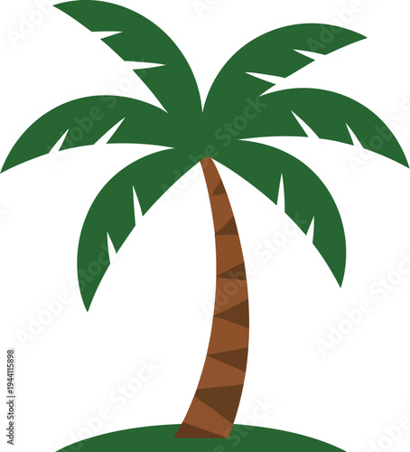 Simple cartoon palm tree stands alone on a small patch of grass.