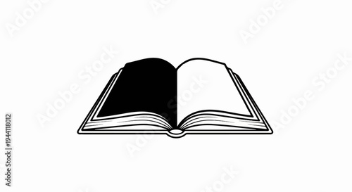 Open book with black and white pages
