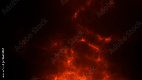Canvastavla Fire red particle cloud with glowing ash texture on dark background