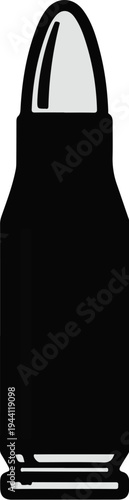 Simple black and white graphic of a single ammunition cartridge