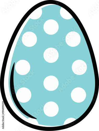 Light blue polka dot Easter egg with a bold black outline