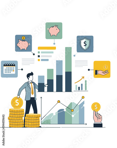 Concept of remote work and productivity cycle for freelancers