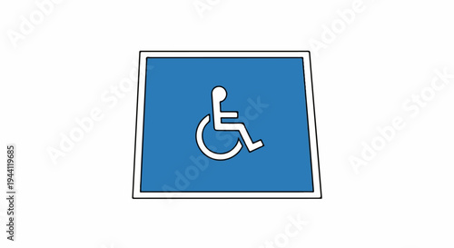 Accessible parking symbol on a blue square
