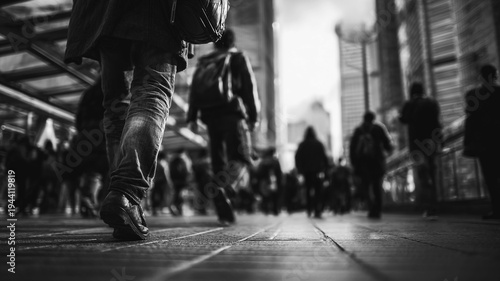 walking in modern city. - urban travel concept.