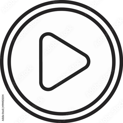 Simple black play button icon on white background, centered