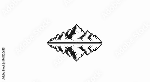 Stylized mountain range reflected in water