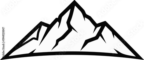 Stylized black mountain peaks outline against white