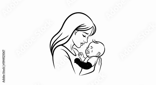 A mother gently holds her crying baby, offering comfort and love