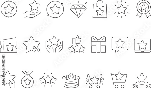 Benefits Line Icons Set – Business Advantage, Reward and Success Outline Vector