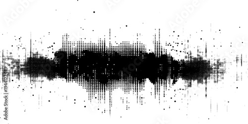Abstract black and white wave flowing half tone pattern background stock illustration.