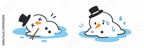 Melting Snowman Sadness A Symbol of Climate Change and Warming