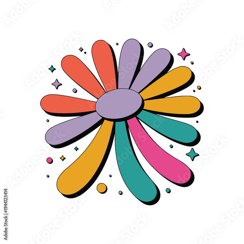 Colorful Flower Doodle Pop Illustration