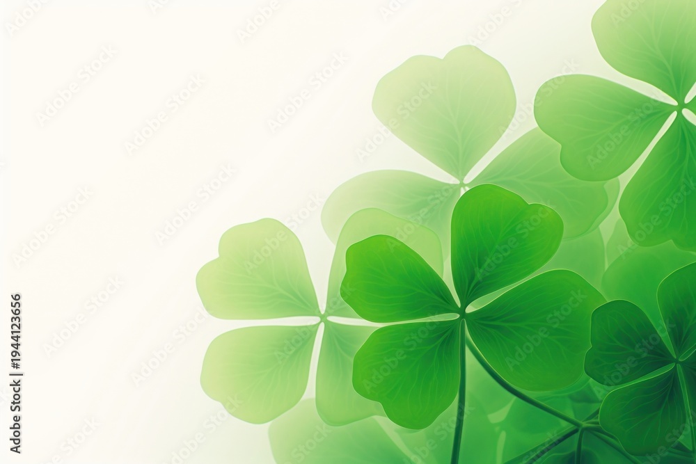 Fototapeta premium Abstract blurred gradient illustration clovers frame green backgrounds plant.