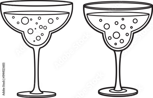 Two margarita glasses filled with bubbly liquid icons