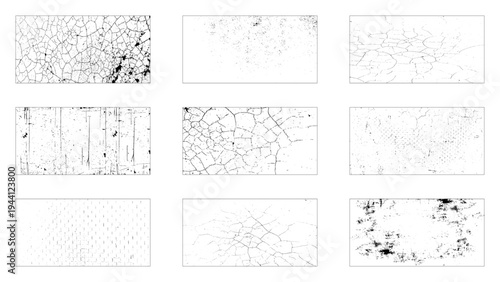 Set of cracks grunge dust overlay textured. 