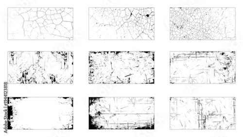 Set of cracks grunge dust overlay textured. 