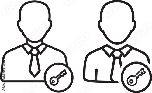 User icon with key and lock symbol for access