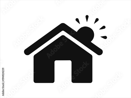 Minimalist graphic of a house with an active light, symbolizing smart home security