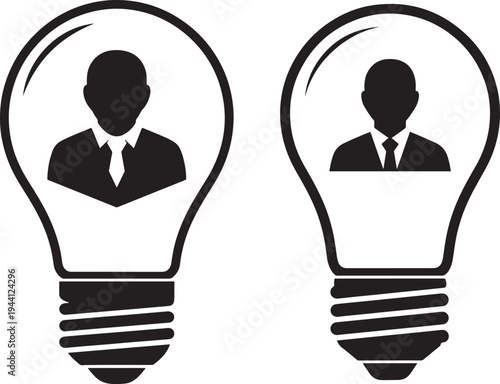 Light bulb with person silhouette for idea icon