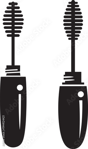 Mascara brush and bottle icon silhouette