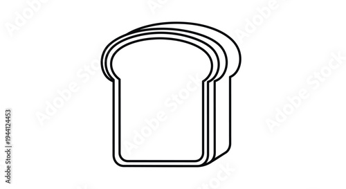 Simple Line Drawing of Bread Slice.