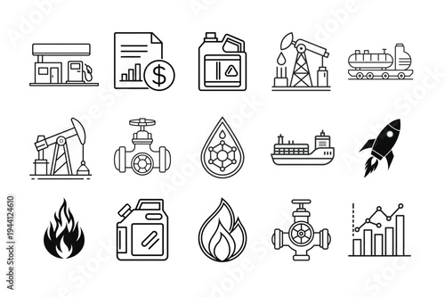 Oil & Gas Industry Icon Set
