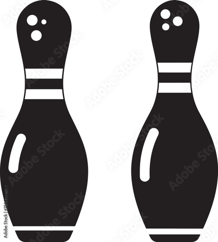 Bowling pins silhouette icon set isolated on white background