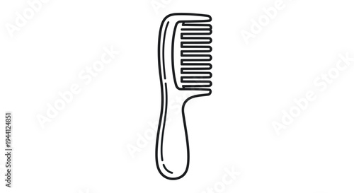 Black and White Hair Comb Illustration.