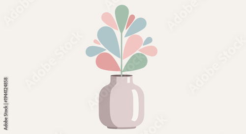 Colorful Flowers in White Vase Illustration.
