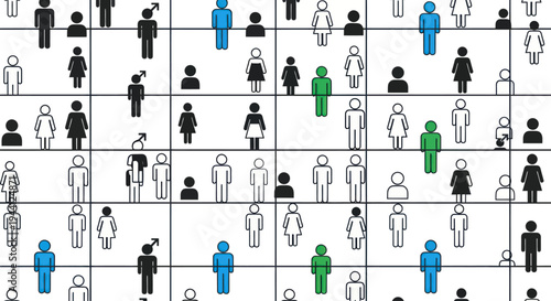 Diverse Group of People in Grid Formation.