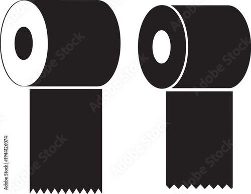 Toilet paper roll silhouette icon set isolated on white background