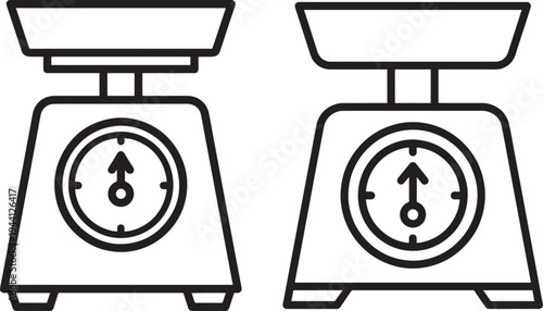 Kitchen scale icon silhouette, simple measuring tool on white
