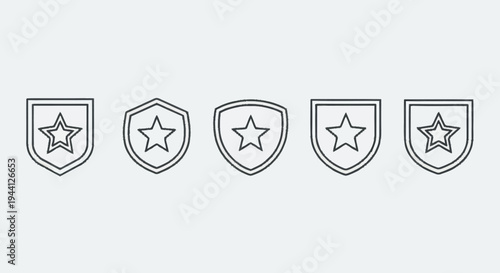 Collection of Shield Icons with Stars Inside.