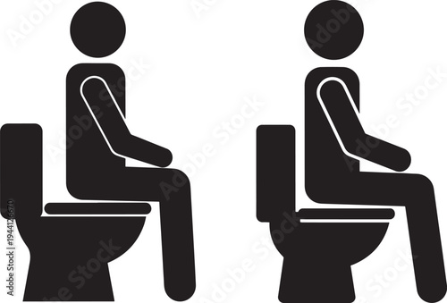 Silhouette icon person sitting on toilet