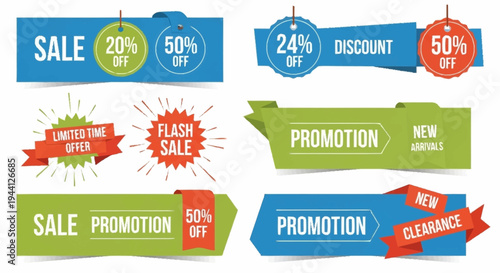 Collection of Sale Promotion and Discount Labels and Banners.