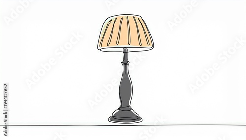one continuous single line hand drawing of big lamp isolated on white background