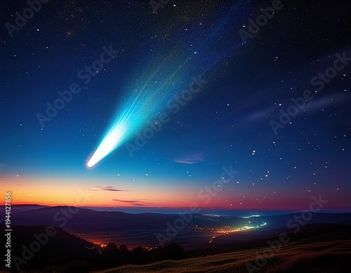super bright comet at night