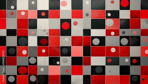 retro soft squares and dots in red black and grey