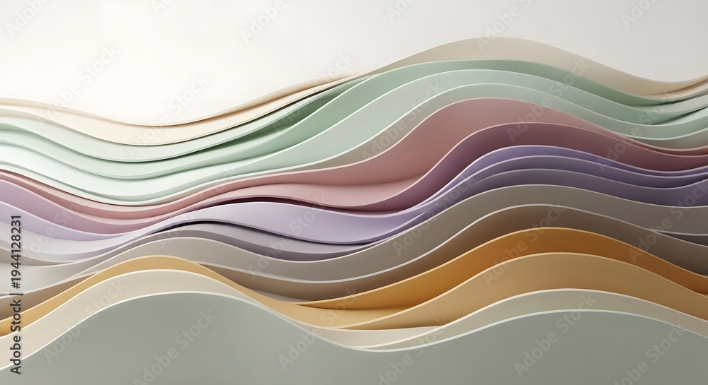 Obraz premium Abstract Pastel Layered Wave Paper Background